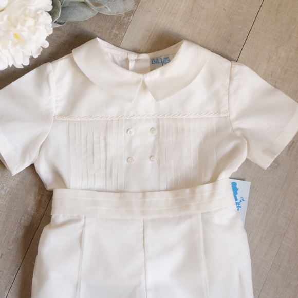 Boy's Ivory Ring Bearer Outfit Silk Special Occasion Boutique Size 12 Months NWT - Picture 3 of 6